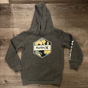 Hurley Dark Gray Hoodie with Yellow Floral Accent